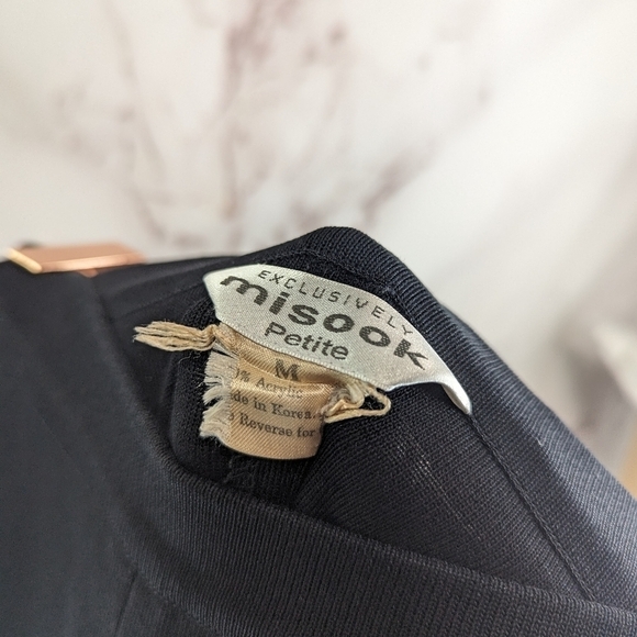 Exclusively Misook Pants Womens Medium P Black High Rise Acryllic Dress Short - Picture 3 of 9